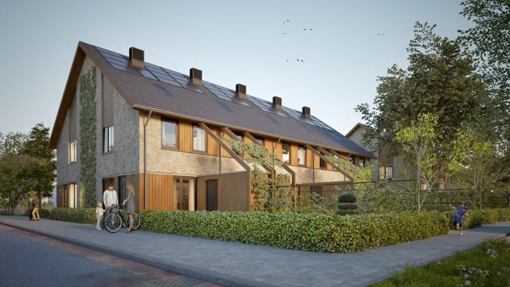 Bamboe gevelbekleding woningen Beekweide, Renswoude